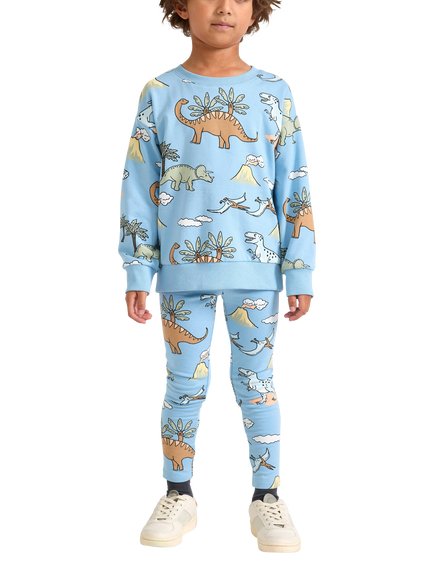 Lindex Kids' Dinosaur Print Leggings, Light Blue, Light Blue