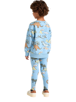 Lindex Kids' Dinosaur Print Leggings, Light Blue - view 2, Light Blue