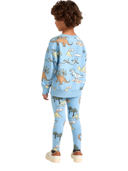 Lindex Kids' Dinosaur Print Leggings, Light Blue - view 2, Light Blue