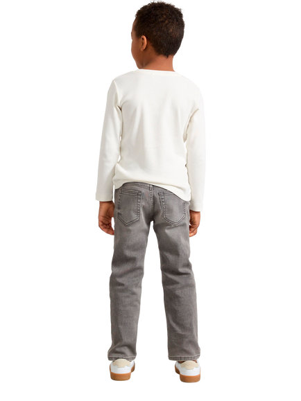 Lindex Kids' Staffan Regular Waist Straight Leg Jeans, Grey - view 2, Grey