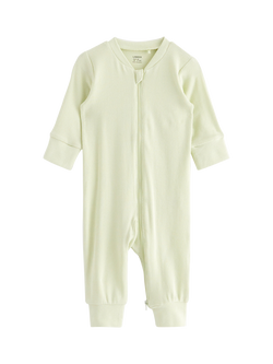 Lindex Baby Cotton Sleepsuit, Light Dusty Green, Light Dusty Green