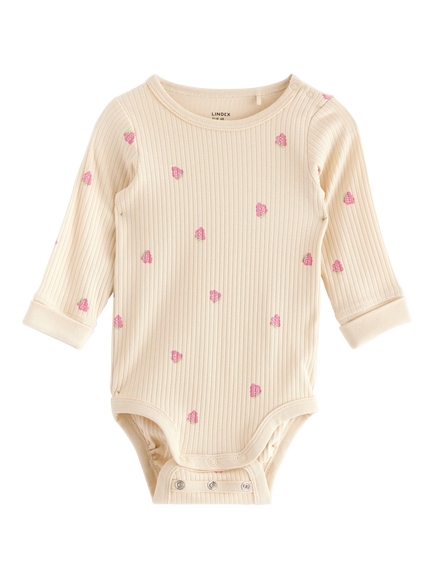 Lindex Baby Printed Bodysuit, Light Beige, Light Beige