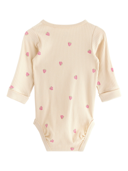 Lindex Baby Printed Bodysuit, Light Beige - view 2, Light Beige