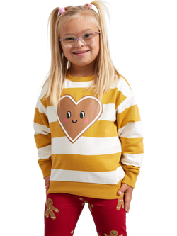 Lindex Baby Heart Stripe Sweatshirt, Dusty Yellow