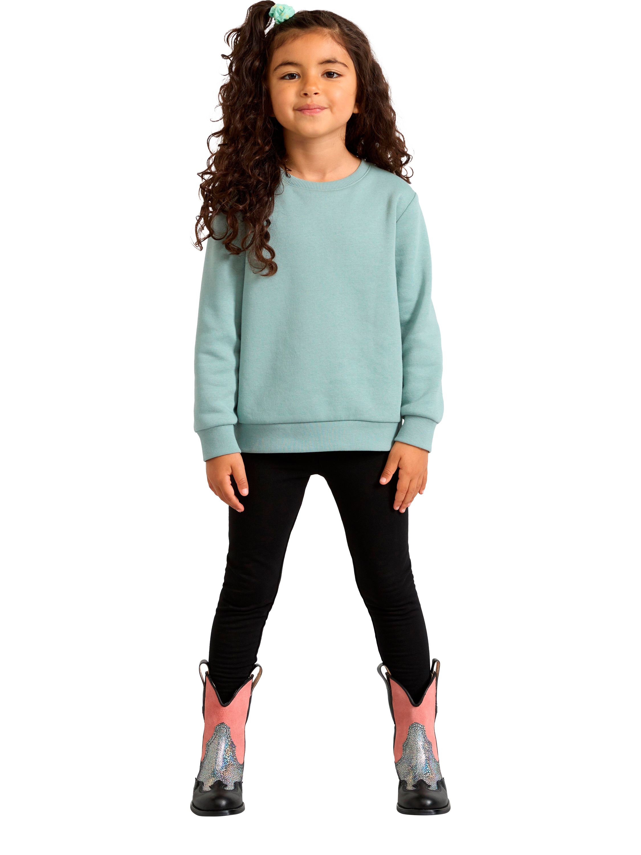 Product image 1 of 6, which shows Lindex Kids' Brushed Stretch Organic Cotton Leggings, Black, 18-24 months