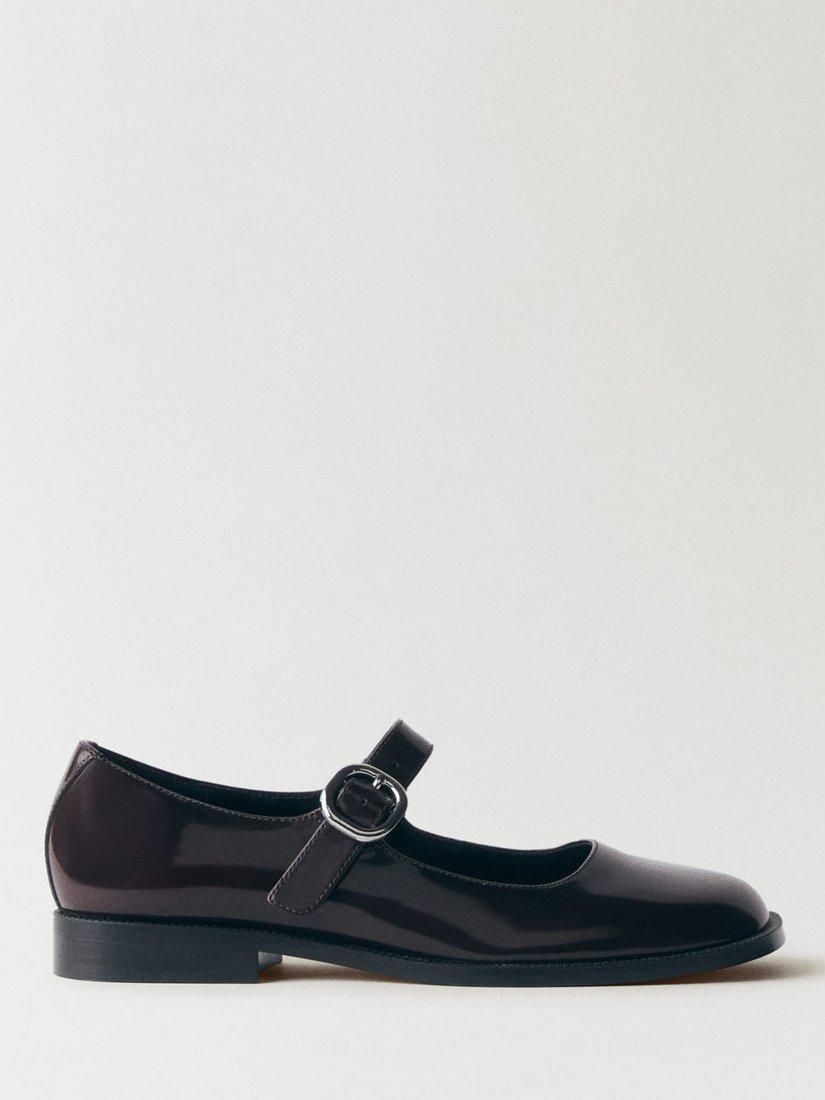 Mango Corny Patent Leather Mary Janes, Dark Red