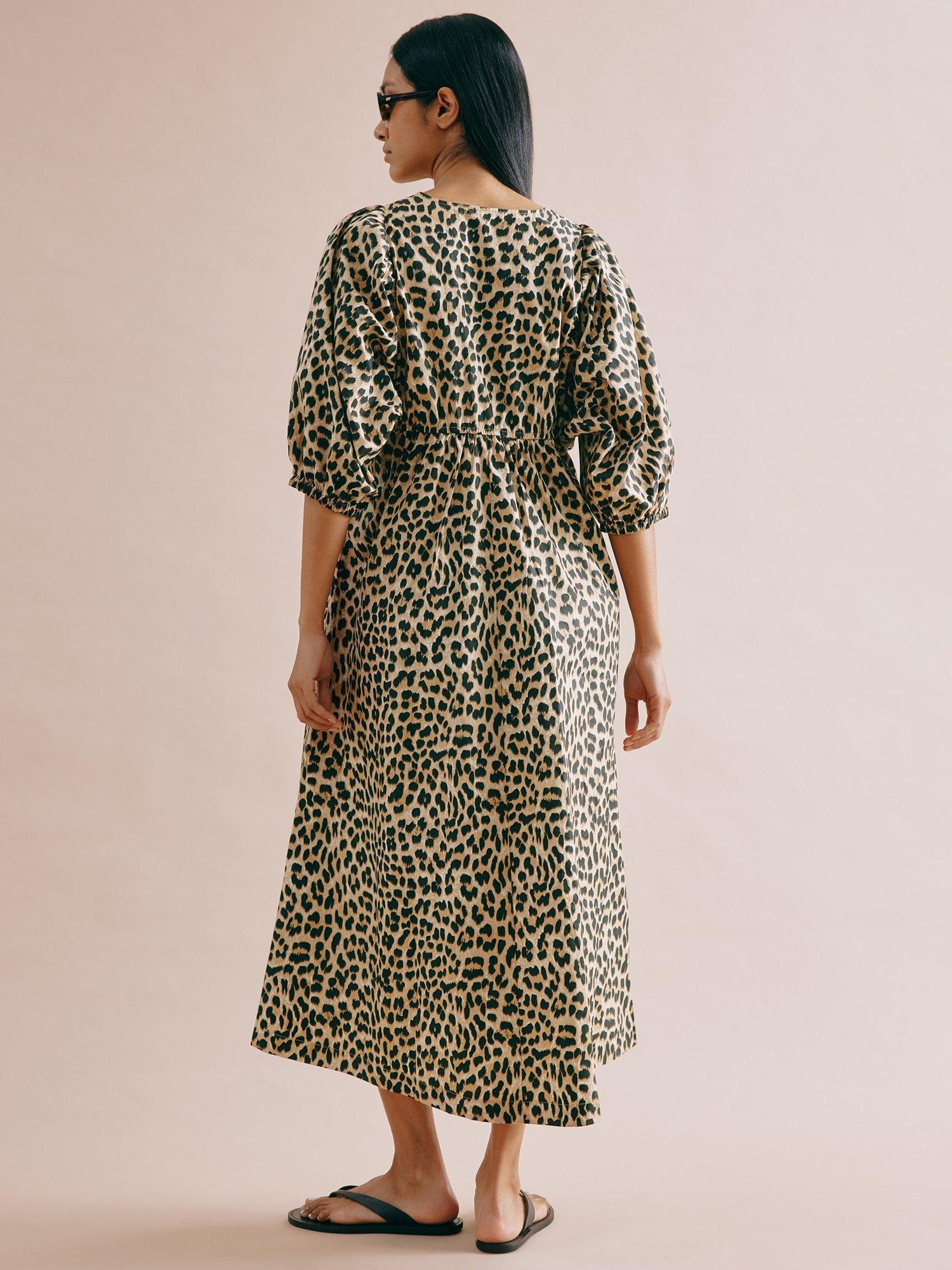 Product image 2 of 5, which shows Albaray Animal Print Pure Organic Cotton Dress, Multi, 8