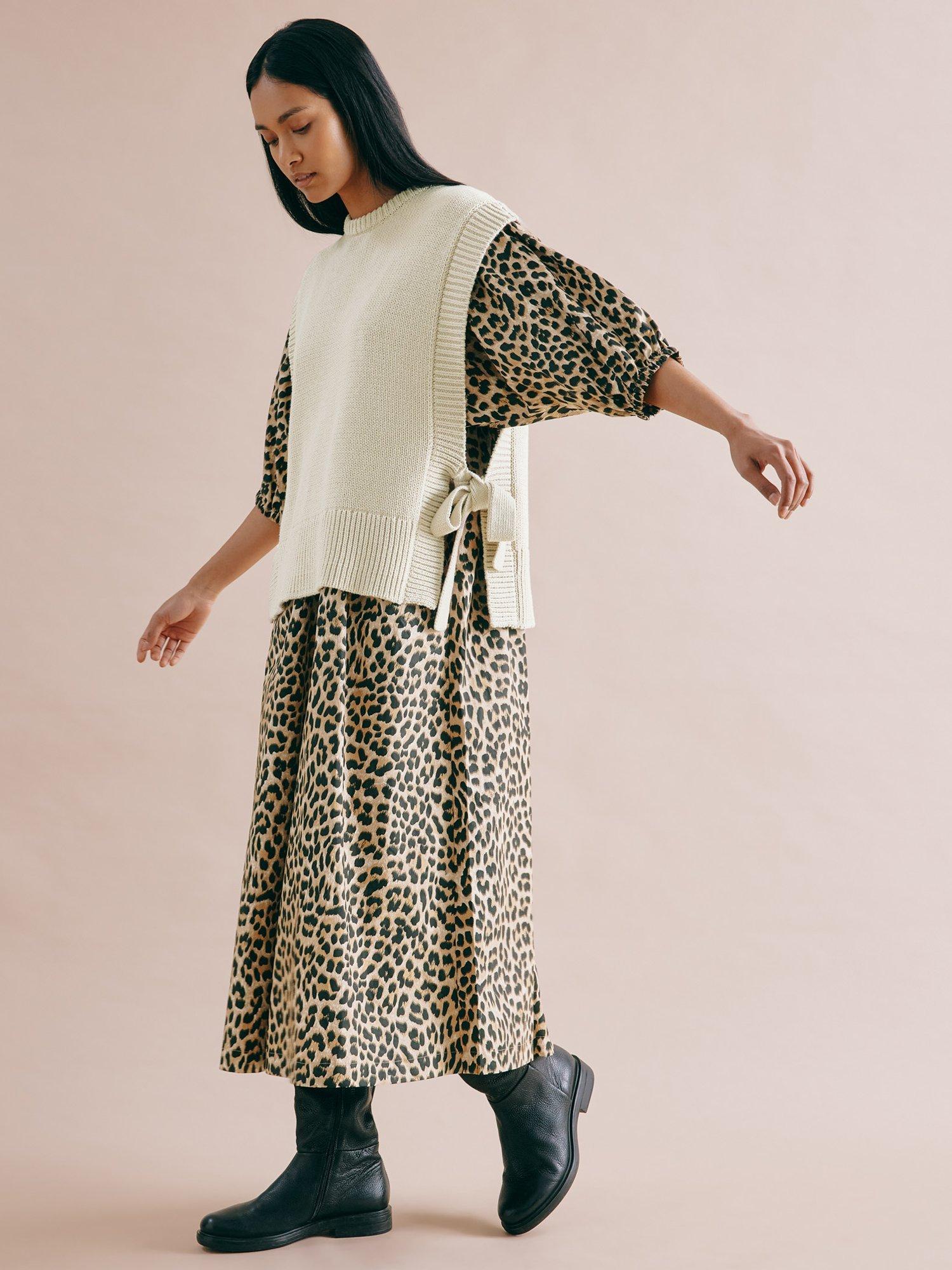 Product image 4 of 5, which shows Albaray Animal Print Pure Organic Cotton Dress, Multi, 8