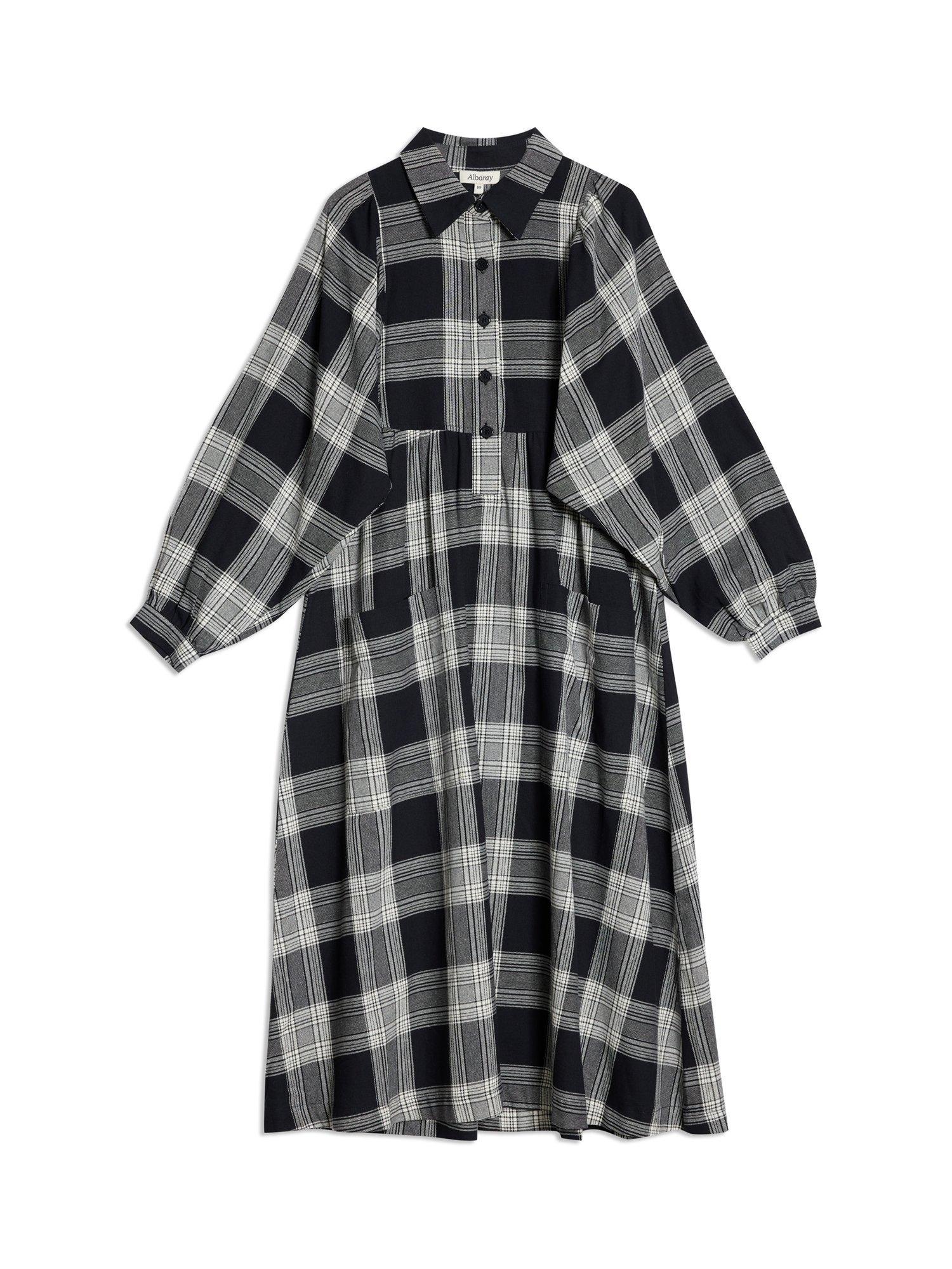 Product image 5 of 5, which shows Albaray Check Pure Organic Cotton Shirt Dress, Black, 8