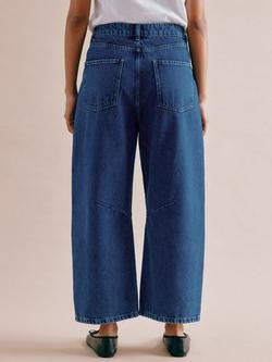 Albaray Mid Rise Barrel Leg Jeans, Indigo - view 2, Indigo