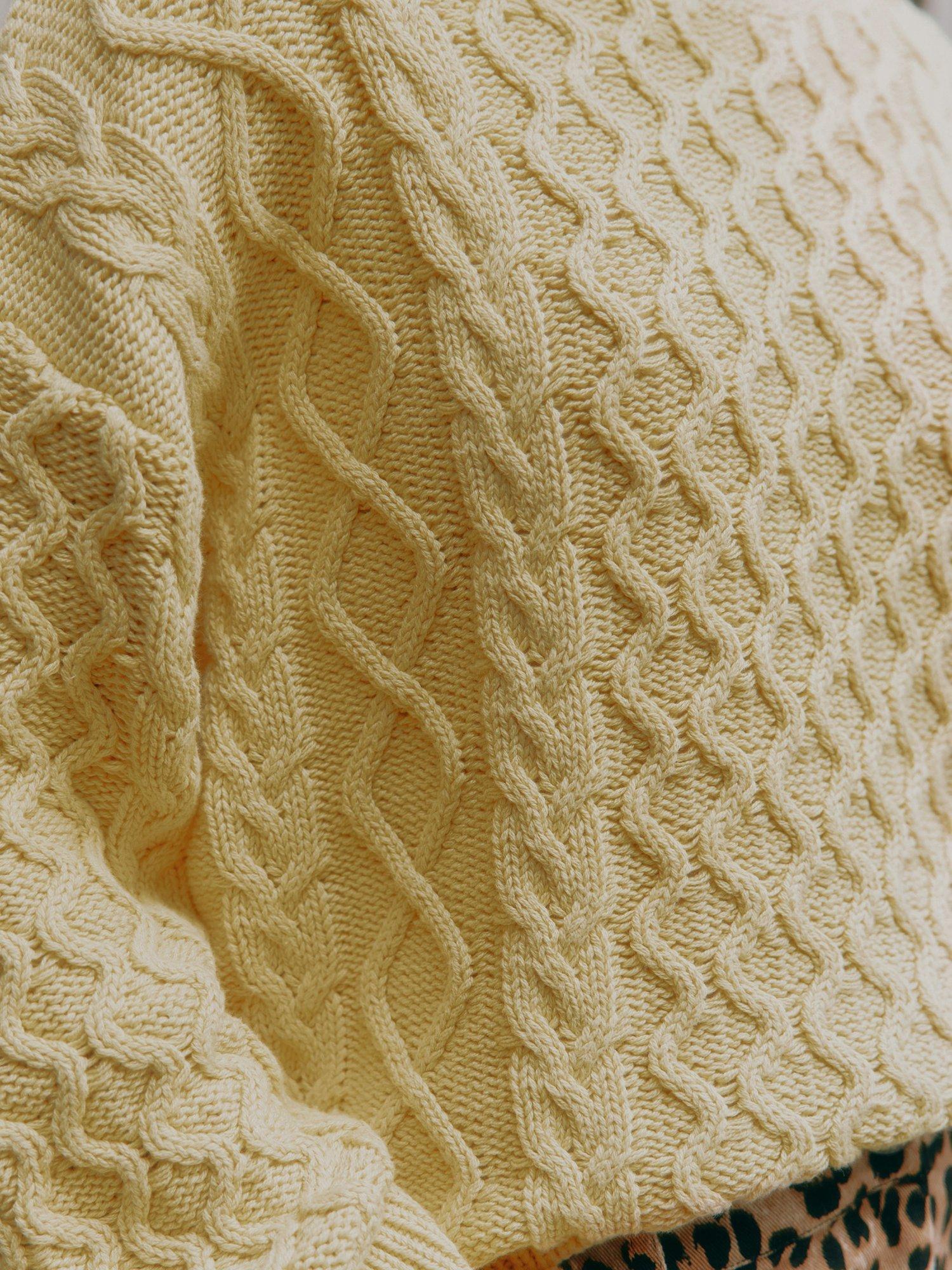 Product image 3 of 4, which shows Albaray Cable Knit Pure Organic Cotton Jumper, Lemon, 10