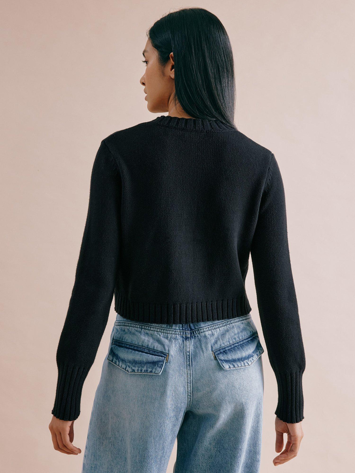 Product image 2 of 5, which shows Albaray Cropped Knit Cardigan, Black, 8