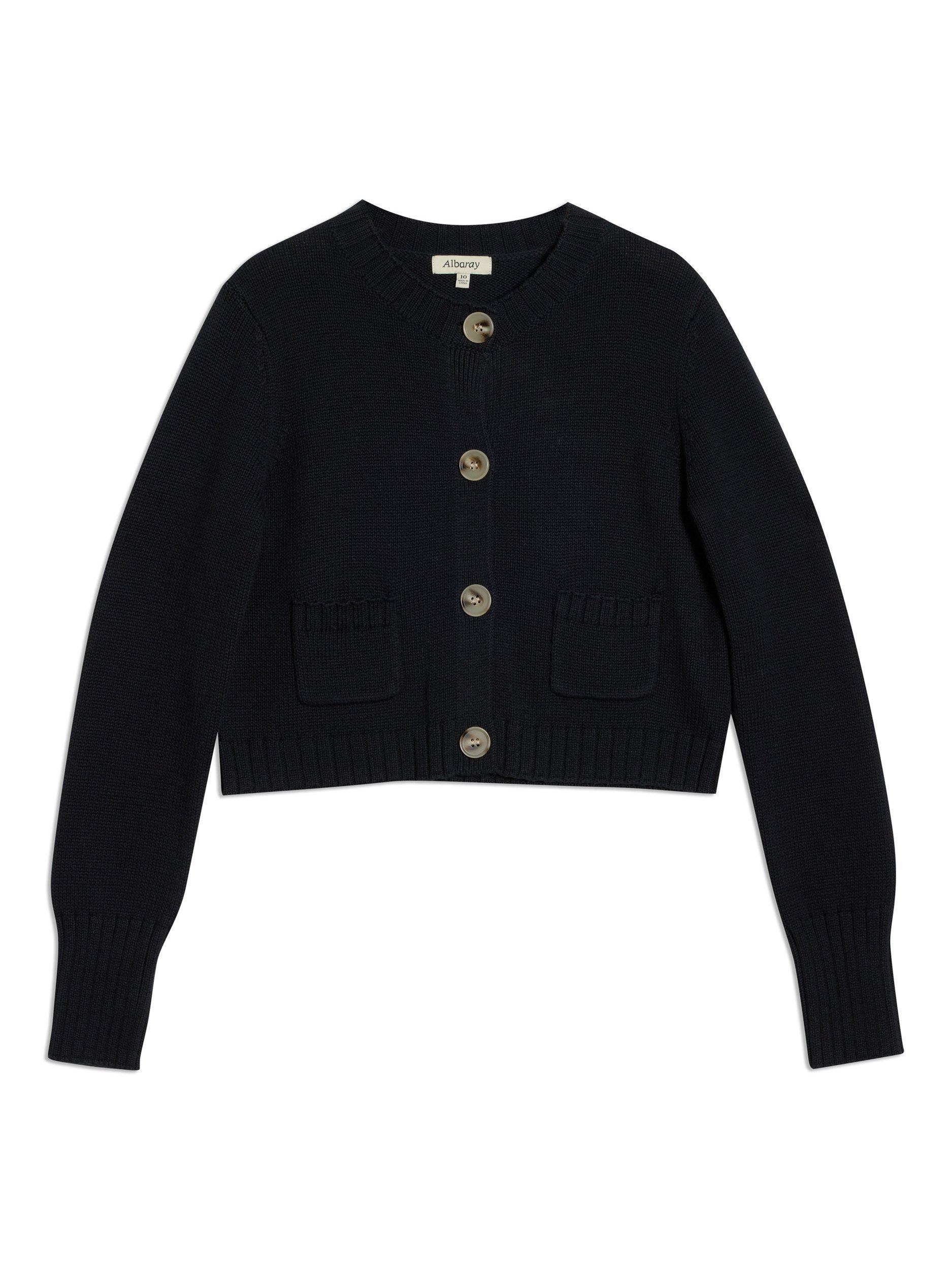Product image 5 of 5, which shows Albaray Cropped Knit Cardigan, Black, 8
