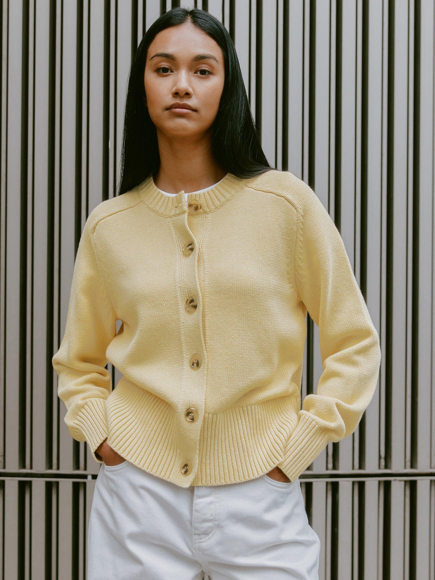 Albaray Crew Neck Cardigan, Lemon