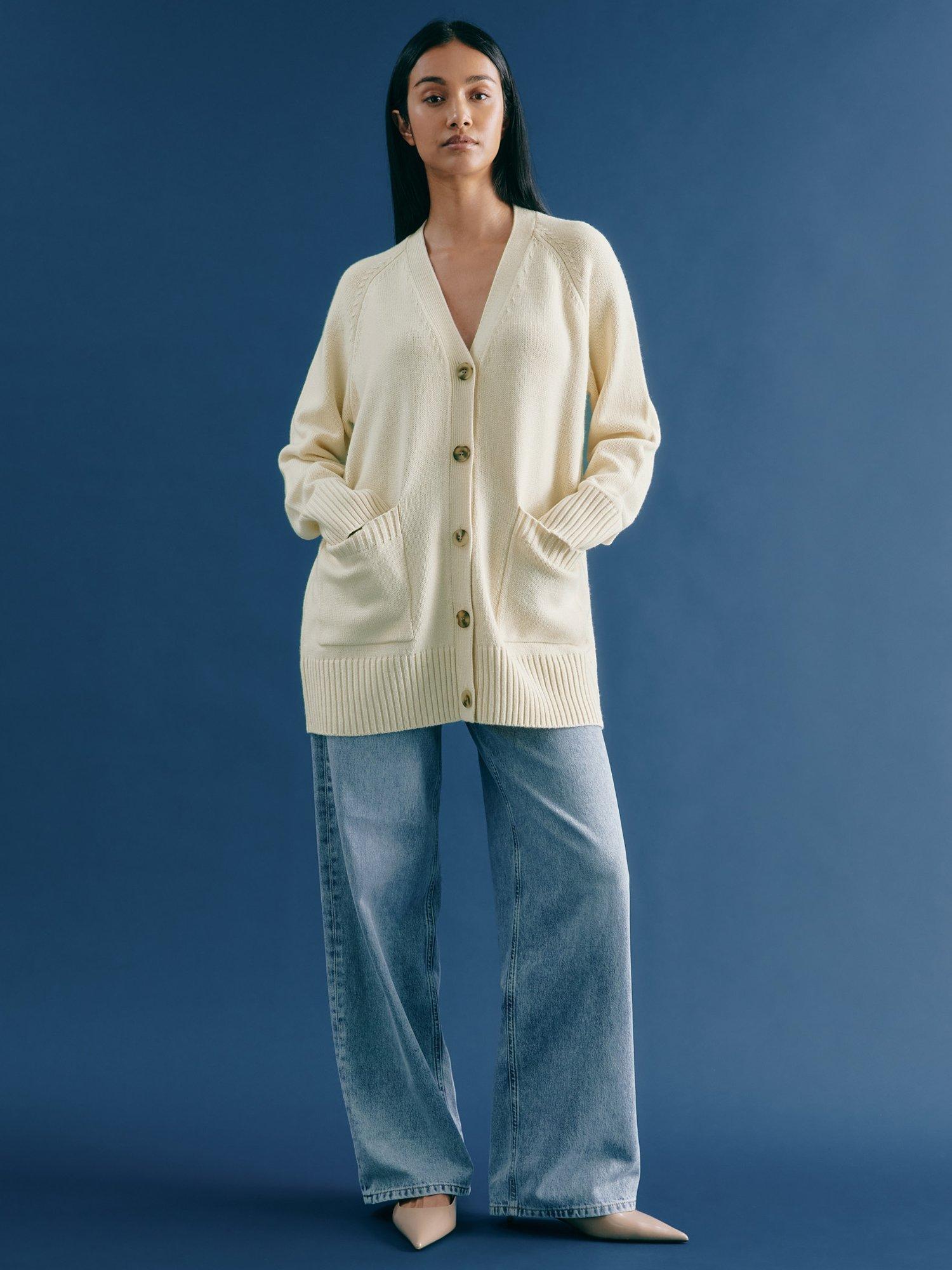 Albaray Knit Longline Cardigan, Cream