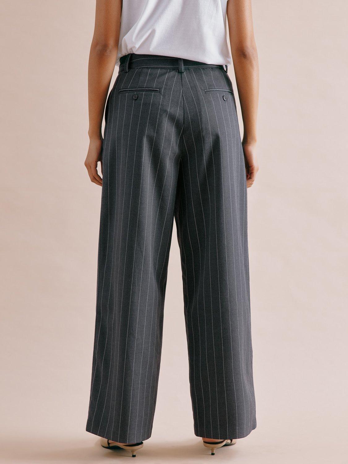 Product image 2 of 6, which shows Albaray Pinstripe Trousers, Grey, 10