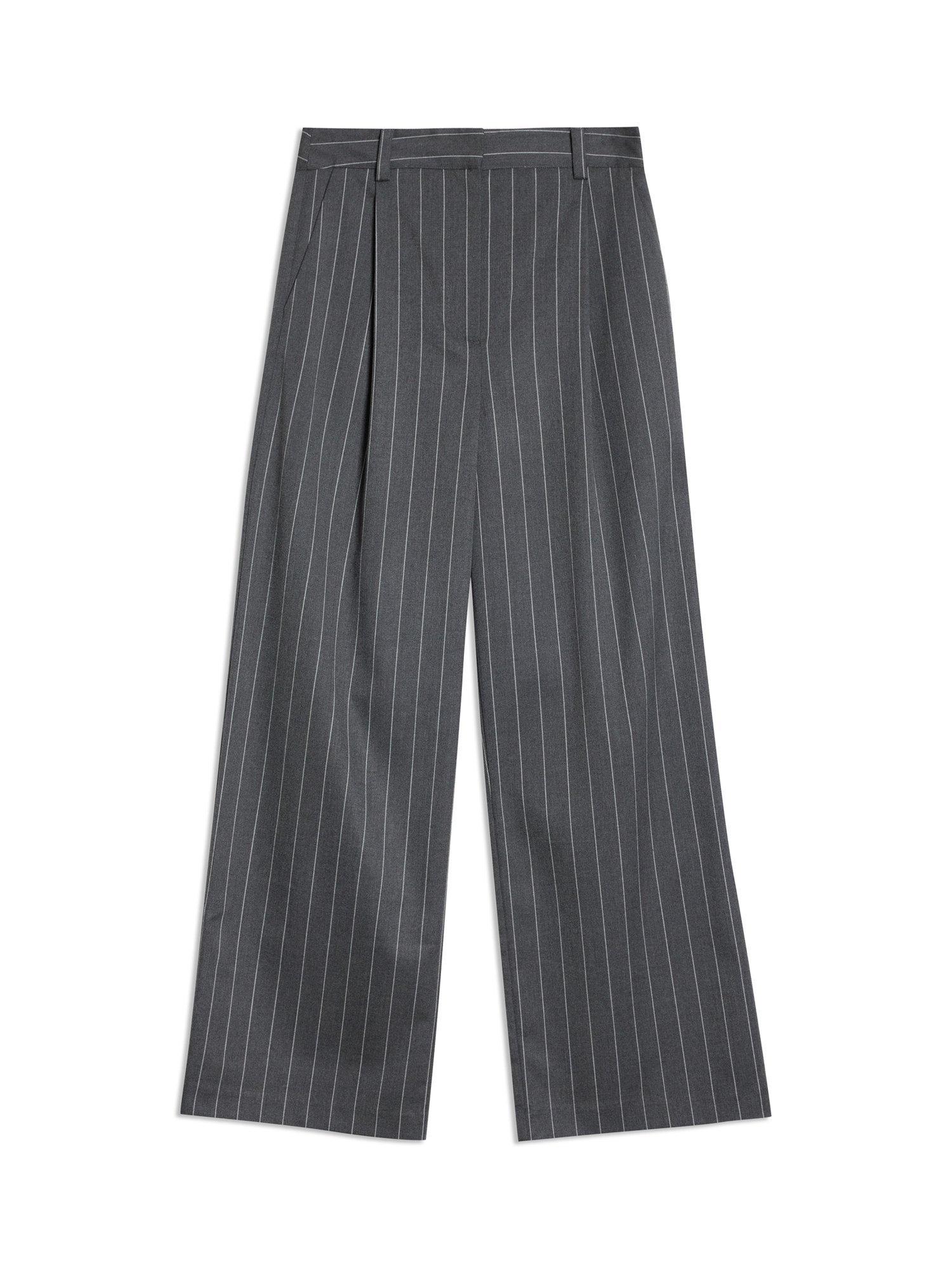 Product image 5 of 6, which shows Albaray Pinstripe Trousers, Grey, 10