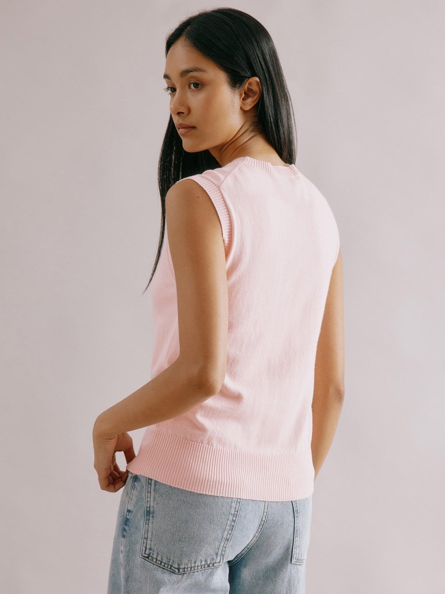 Product image 2 of 5, which shows Albaray Knit Sleeveless Tank Top, Pink, 18