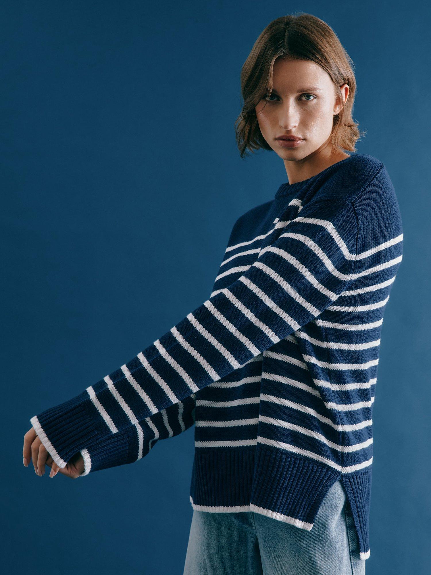 Albaray Breton Stripe Jumper, Navy/White