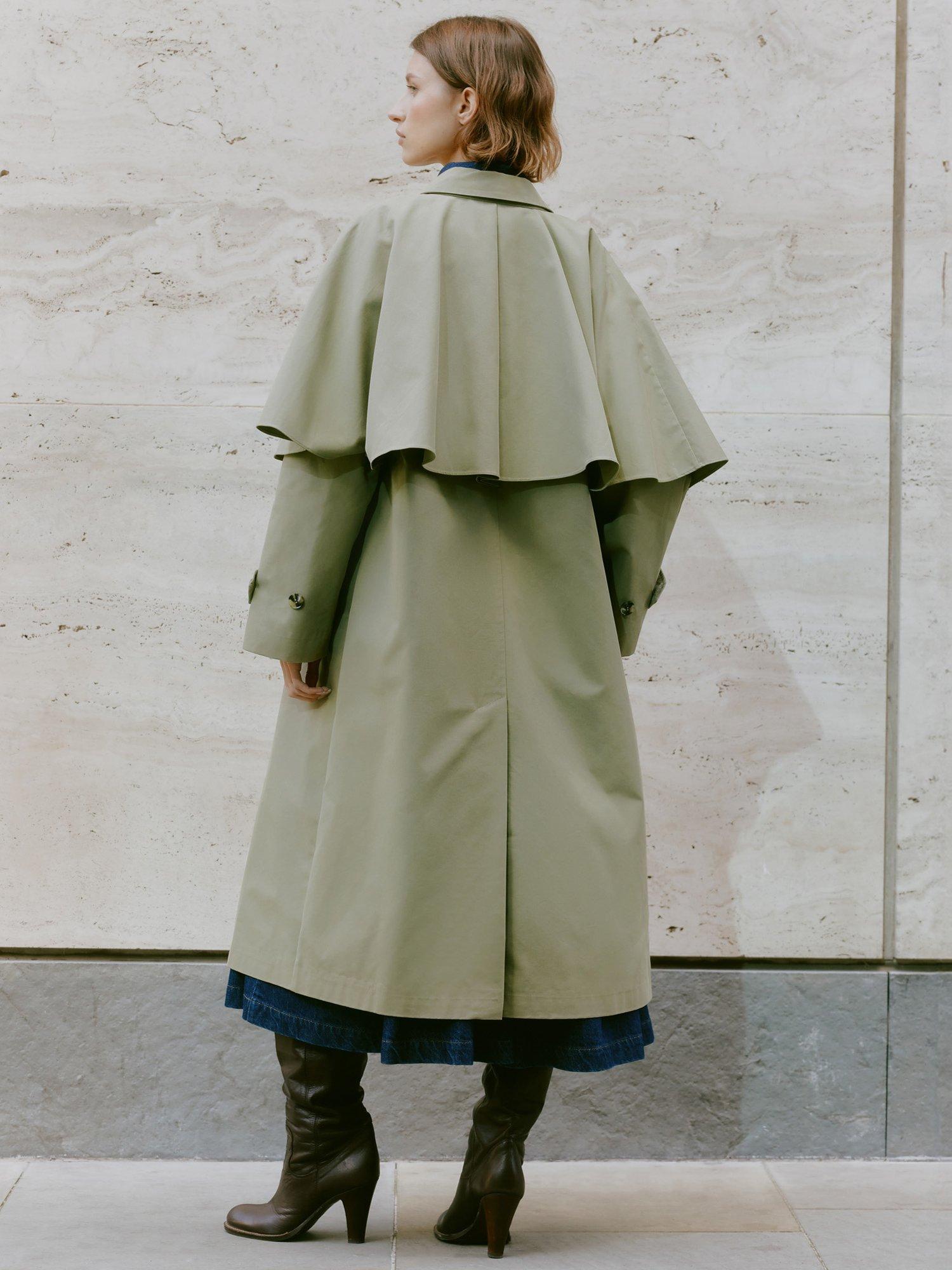 Product image 2 of 10, which shows Albaray Organic Cotton Rich Cape Trench Coat, Khaki, 12
