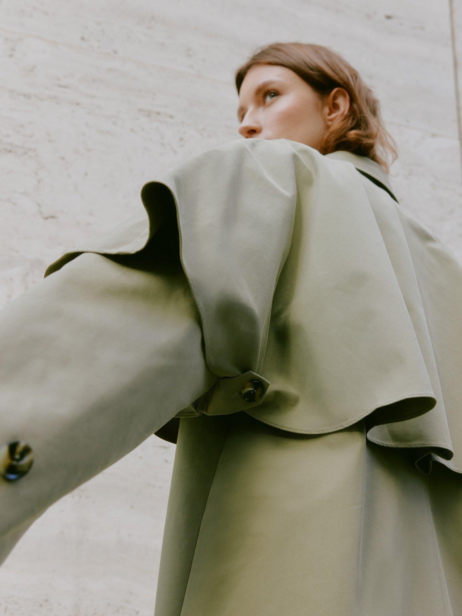 Product image 4 of 10, which shows Albaray Organic Cotton Rich Cape Trench Coat, Khaki, 12