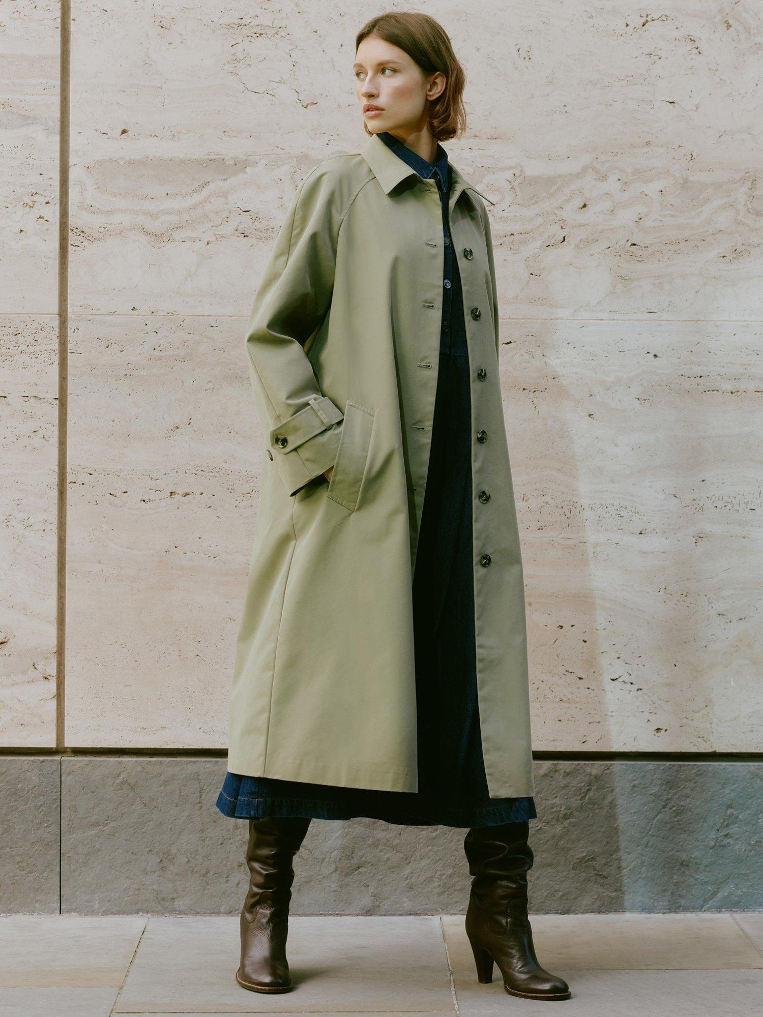 Product image 5 of 10, which shows Albaray Organic Cotton Rich Cape Trench Coat, Khaki, 12