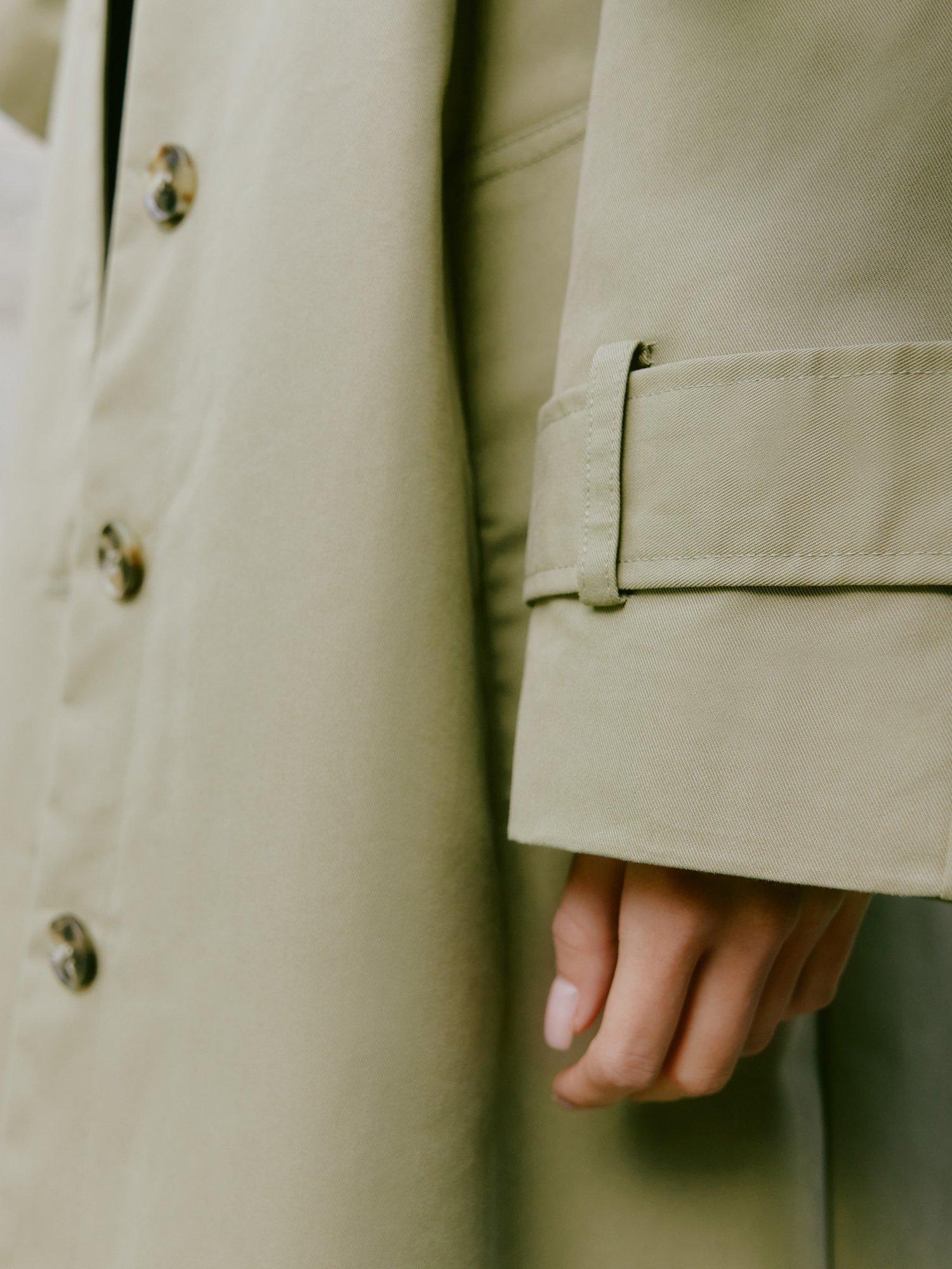 Product image 6 of 10, which shows Albaray Organic Cotton Rich Cape Trench Coat, Khaki, 12