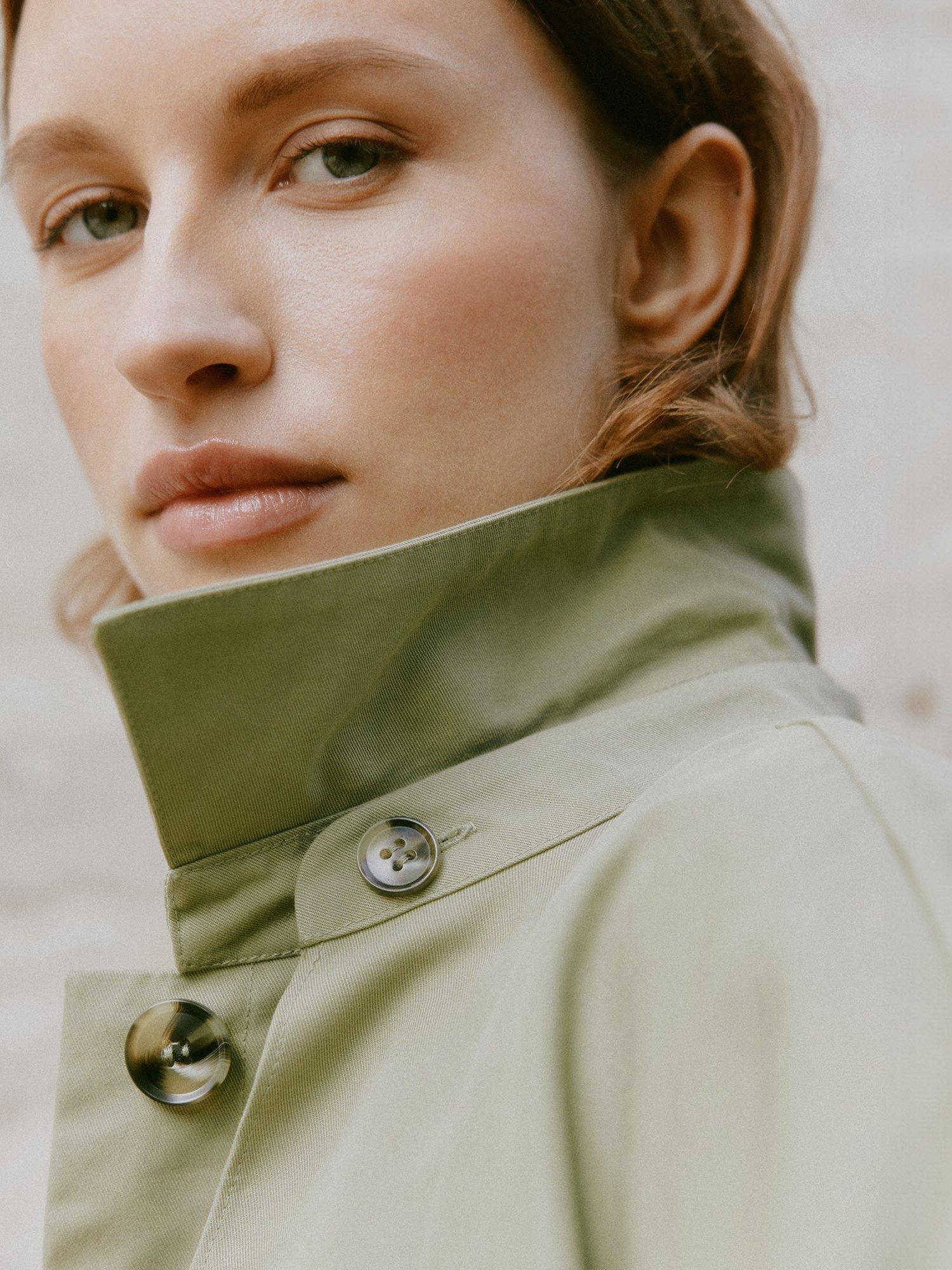 Product image 7 of 10, which shows Albaray Organic Cotton Rich Cape Trench Coat, Khaki, 12