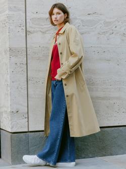 Albaray Single Breasted Organic Cotton Rich Trench Coat, Stone, Stone