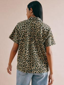 Albaray Animal Print Organic Cotton Rich Shirt, Brown/Multi - view 2, Brown/Multi