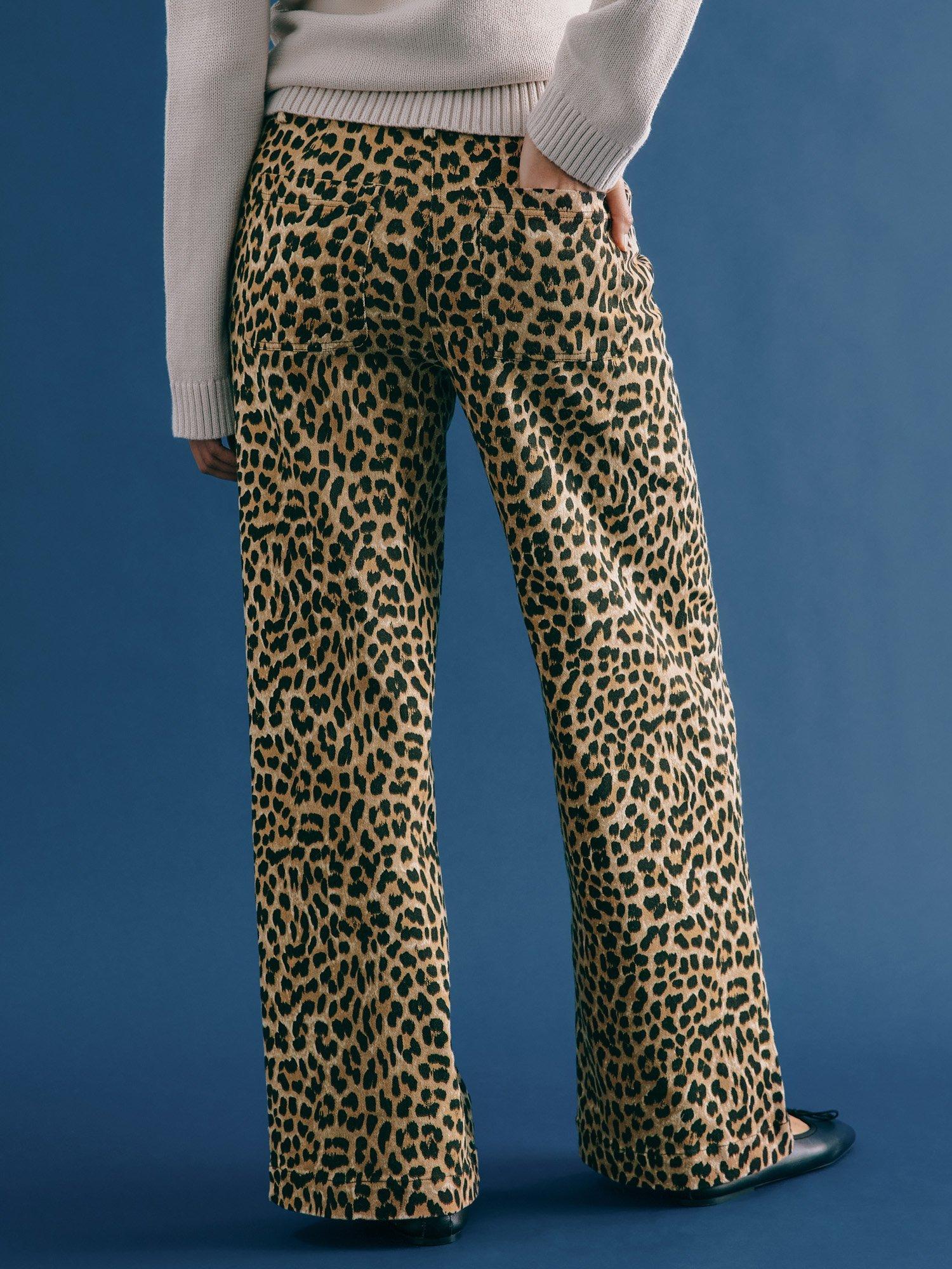 Product image 2 of 6, which shows Albaray Animal Print Organic Cotton Rich Trousers, Brown/Multi, 8