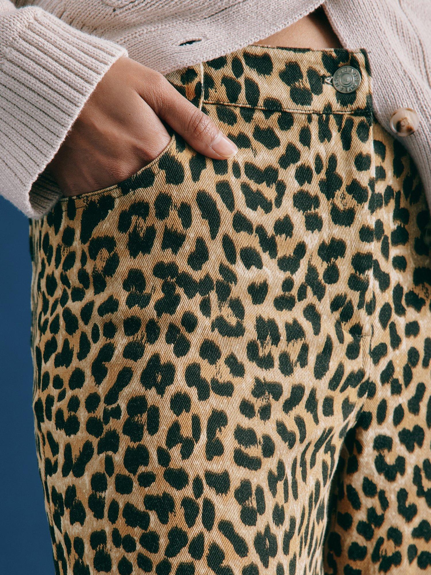 Product image 4 of 6, which shows Albaray Animal Print Organic Cotton Rich Trousers, Brown/Multi, 8