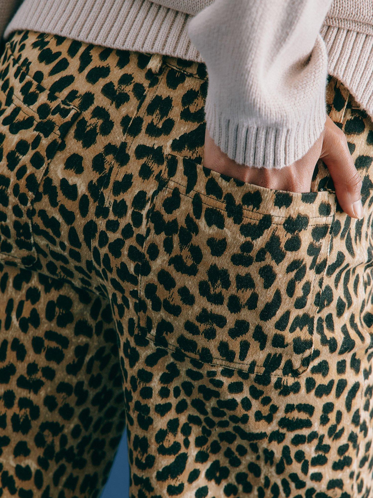 Product image 6 of 6, which shows Albaray Animal Print Organic Cotton Rich Trousers, Brown/Multi, 8