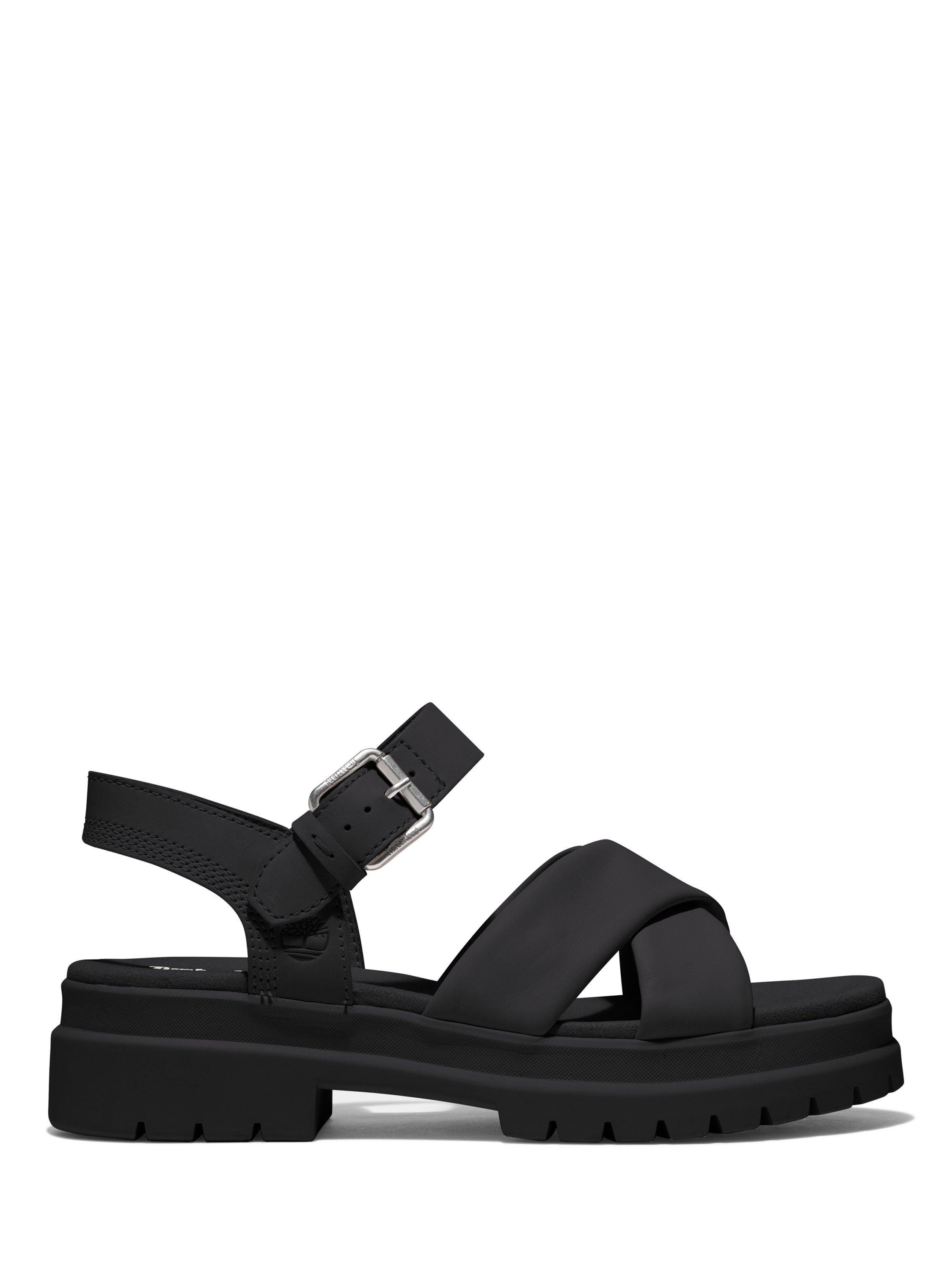 Timberland London Vibe Leather Cross Strap Sandals, Black