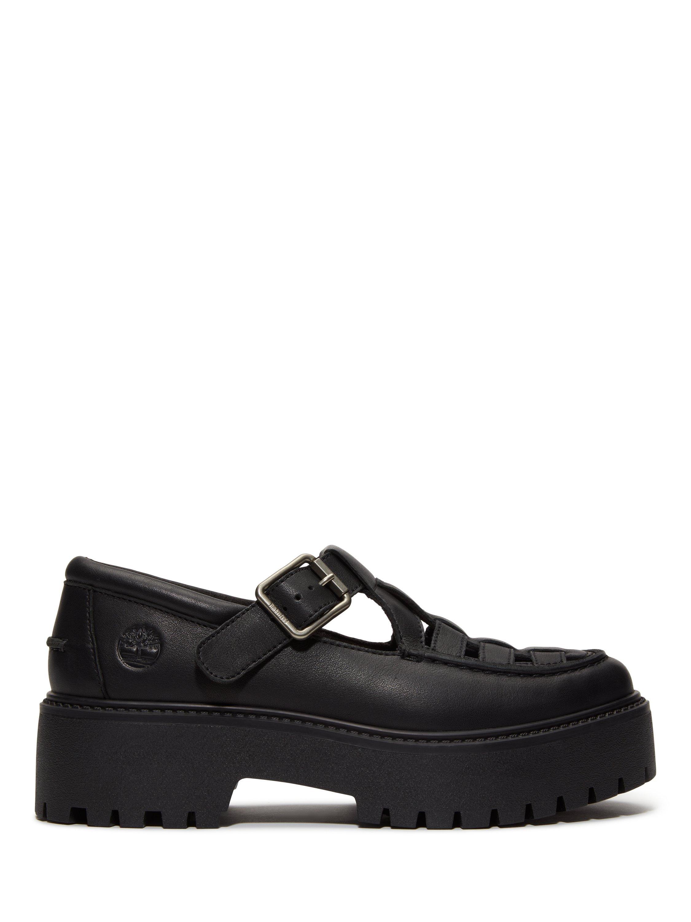 Timberland Stone Street Leather Platform Buckle Shoes, Black