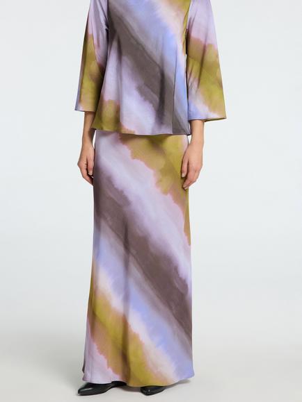 Selected Gafrid Diagonal Stripe Skirt containing TENCEL™ Lyocell and LENZING™ ECOVERO™ Viscose, Cornflower Blue, Cornflower Blue