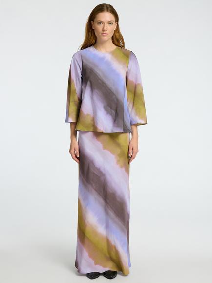 Selected Gafrid Diagonal Stripe Skirt containing TENCEL™ Lyocell and LENZING™ ECOVERO™ Viscose, Cornflower Blue - view 2, Cornflower Blue