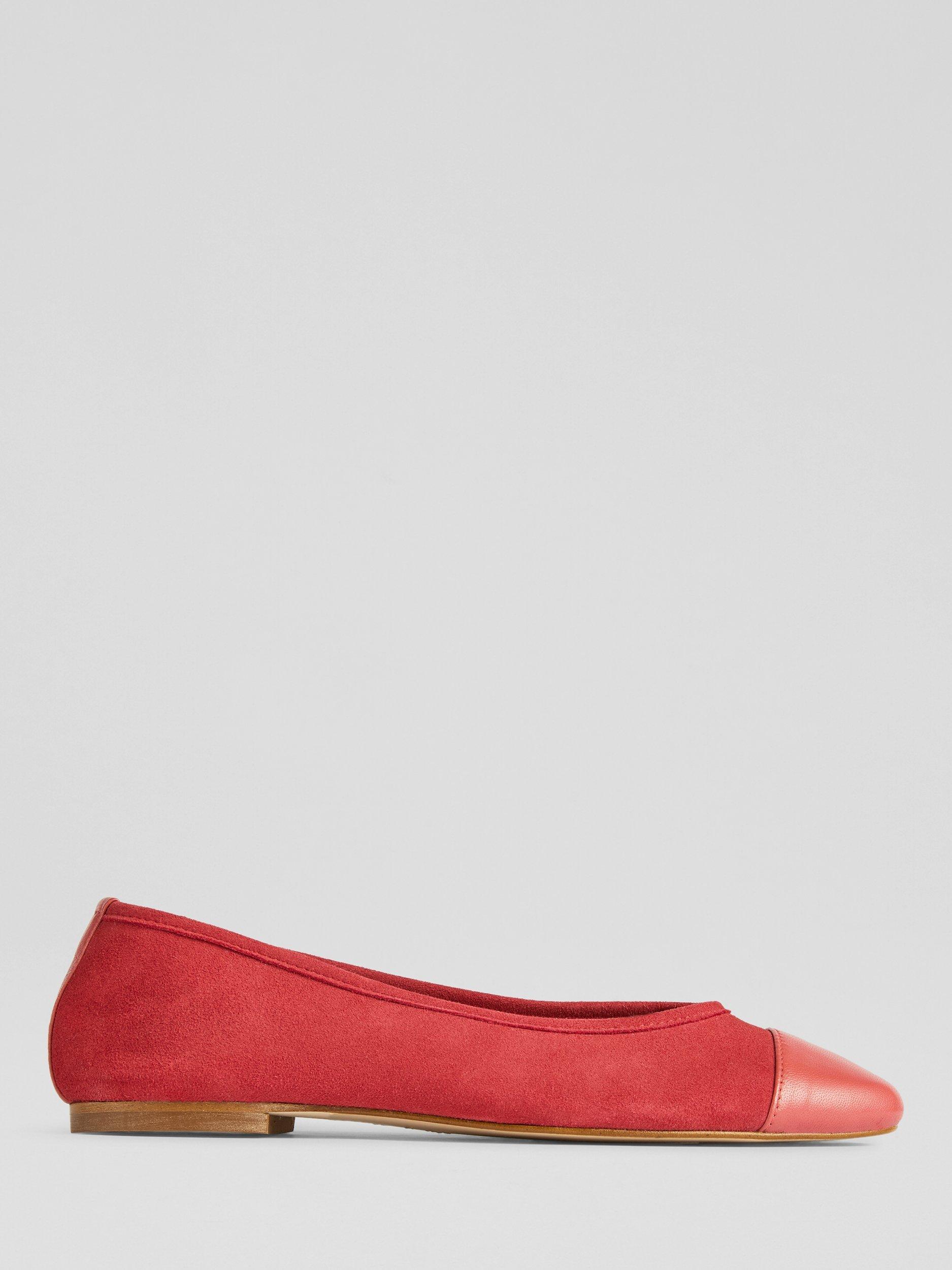 Product image 1 of 4, which shows L.K.Bennett Hanna Leather Ballerina Pumps, Red-soft Red, 2