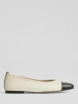 L.K.Bennett Hanna Leather Ballerina Pumps, Cre-cream/Black