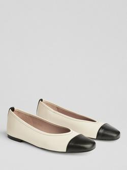 L.K.Bennett Hanna Leather Ballerina Pumps - view 2, Cre-cream/Black