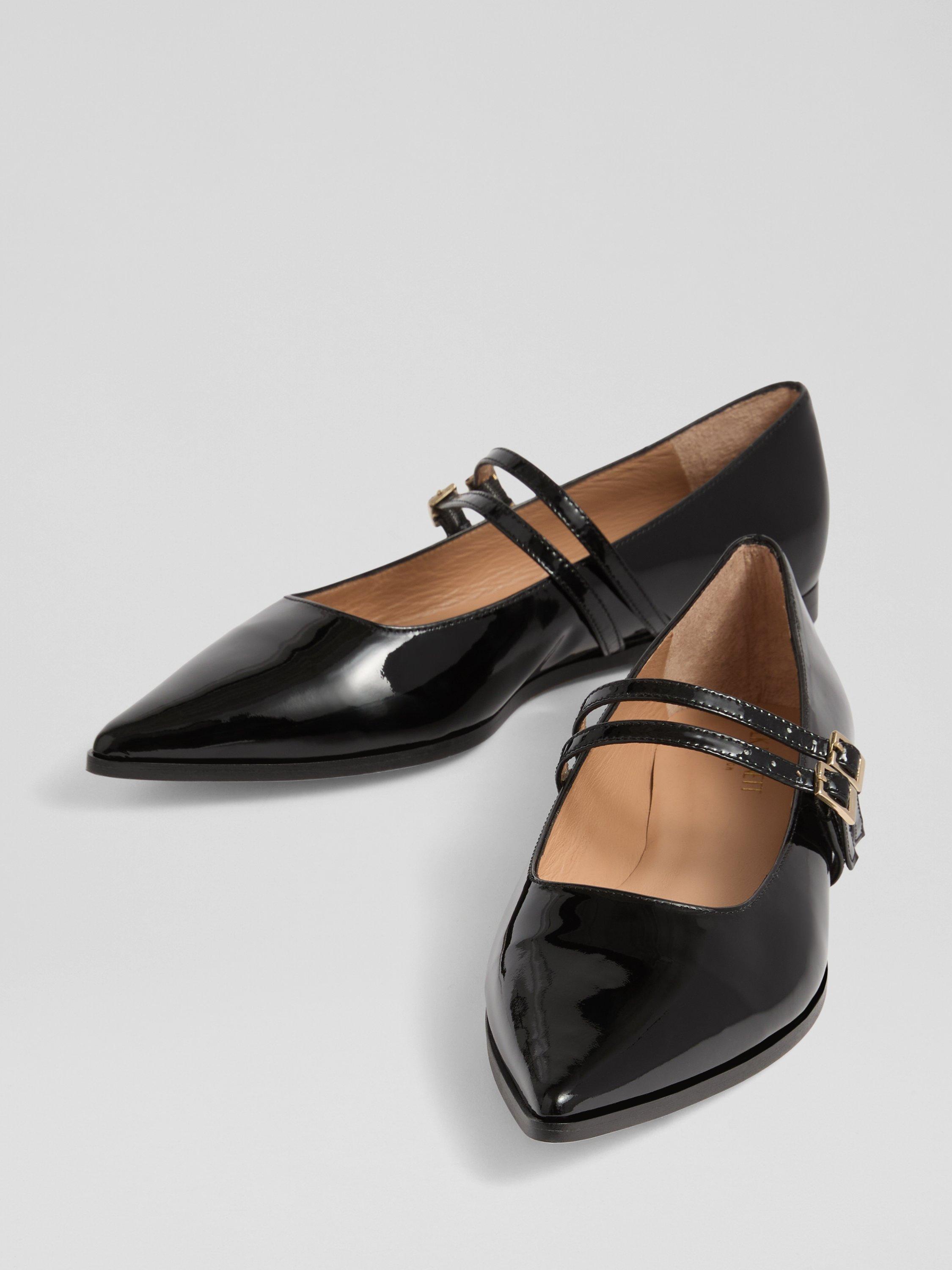 Product image 4 of 11, which shows L.K.Bennett Lulu Leather Ballerina Pumps, Black, 3
