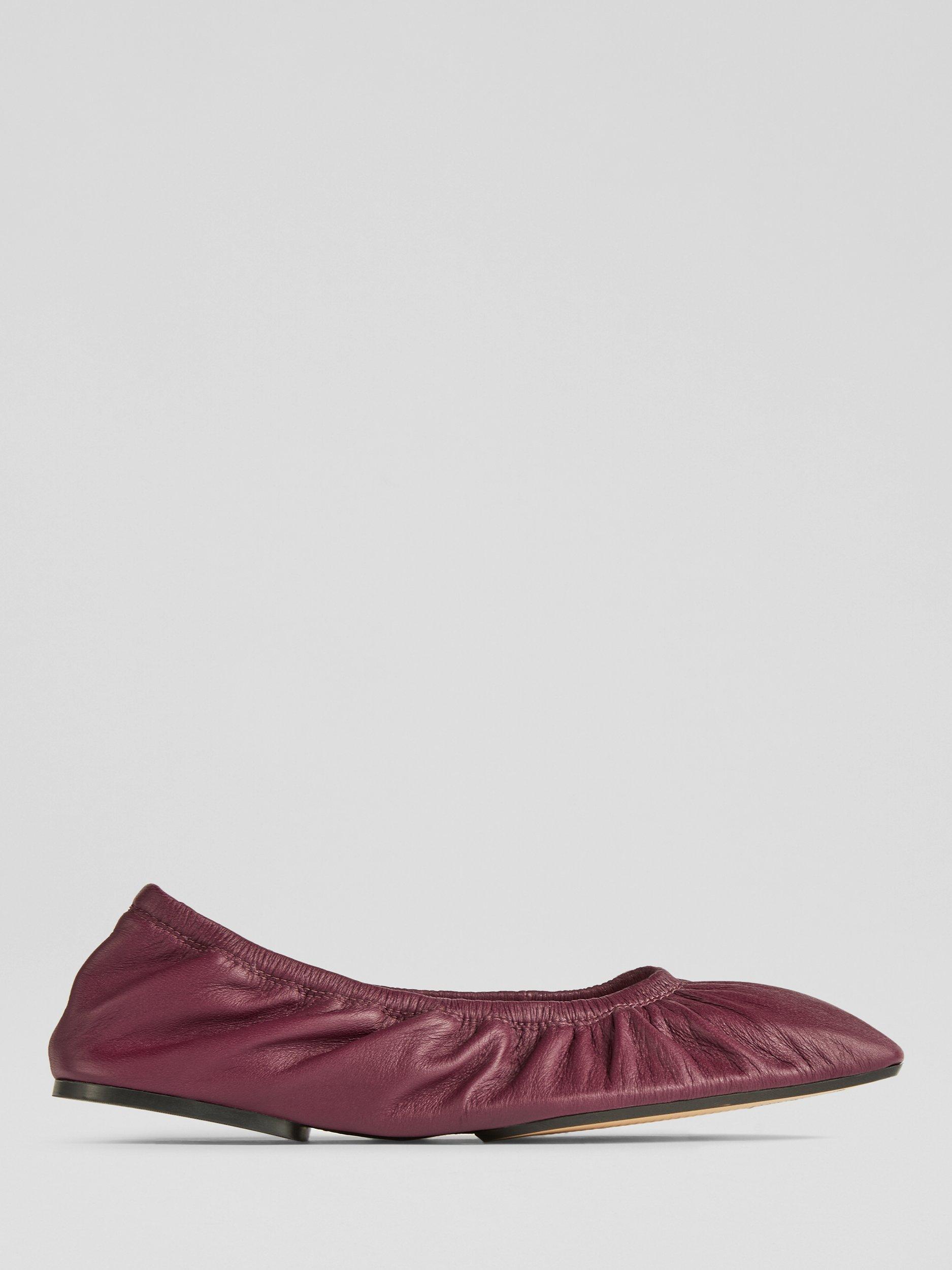 Product image 1 of 3, which shows L.K.Bennett Tayla Leather Folded Ballerina Pumps, Bordeaux, 2
