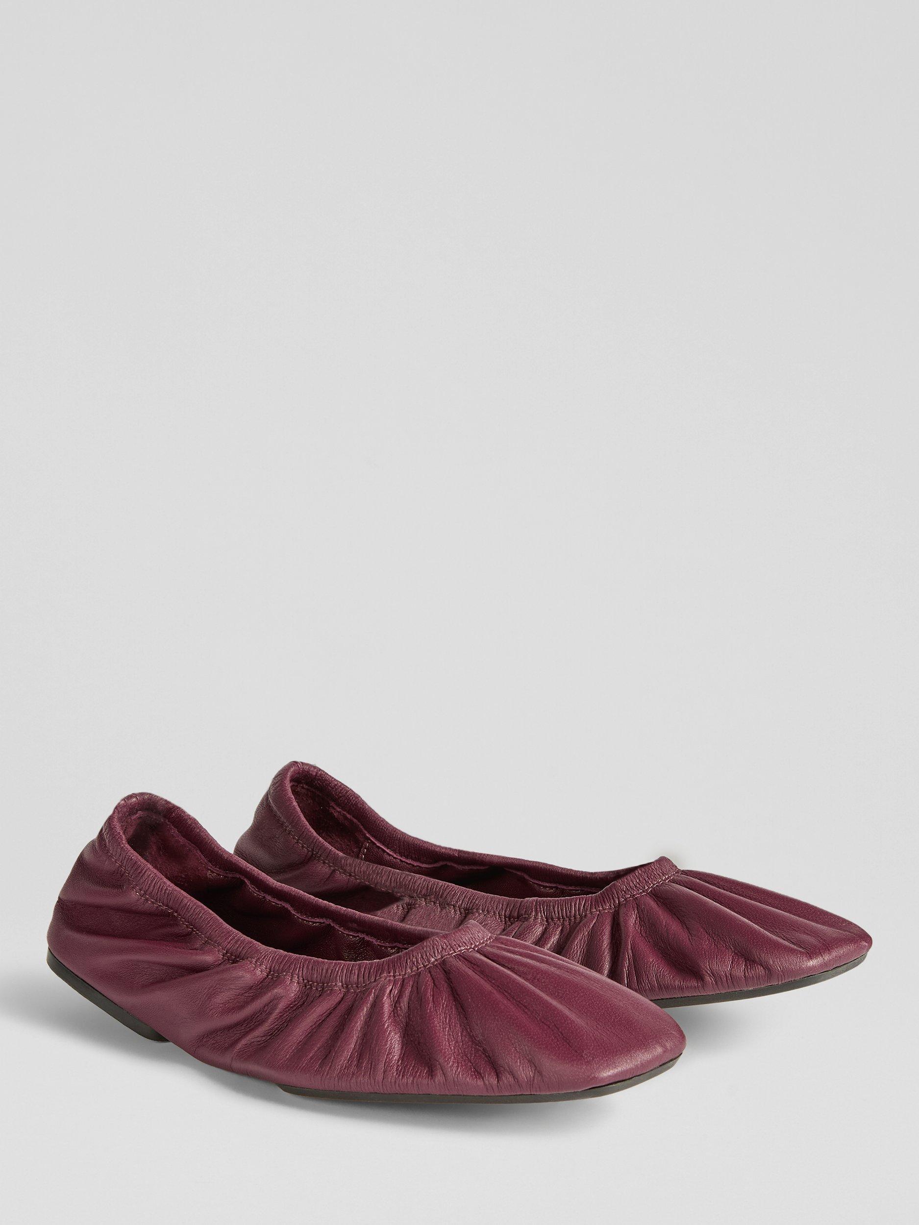 Product image 2 of 3, which shows L.K.Bennett Tayla Leather Folded Ballerina Pumps, Bordeaux, 2