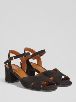 L.K.Bennett Alba Suede Block Heel Strappy Sandals - view 2, Black