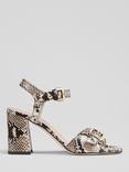 L.K.Bennett Reeva Leather Snake Effect Block Heel Sandals, Black/White