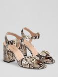 L.K.Bennett Reeva Leather Snake Effect Block Heel Sandals, Black/White