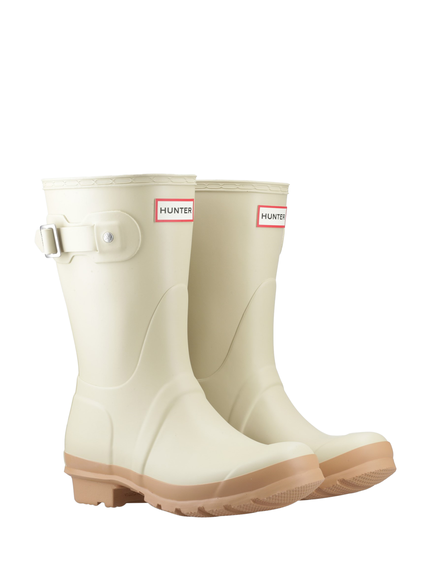 Product image 2 of 2, which shows Hunter Original Short Wellington Boots, Gravel/Biscuit, 4