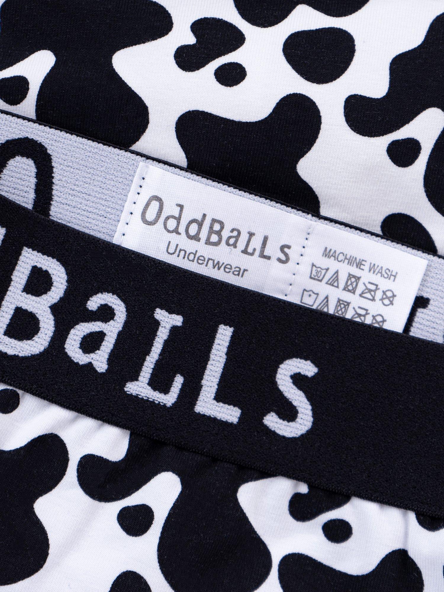 Product image 3 of 4, which shows OddBalls Fat Cow Boxer Shorts, Black/White, XXS