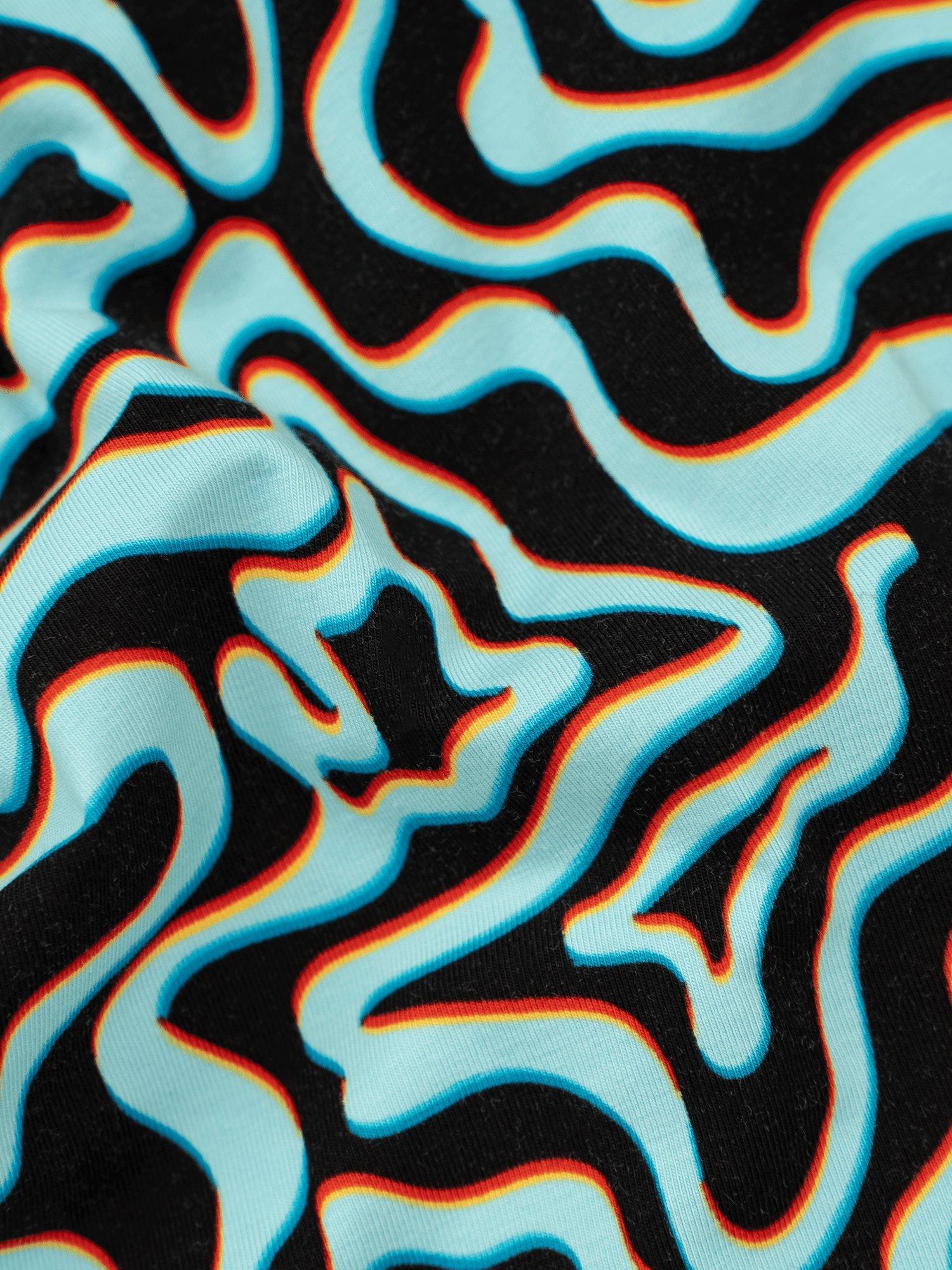 Product image 4 of 4, which shows OddBalls Neon Lava Boxer Shorts, Cyan/Black, XXS