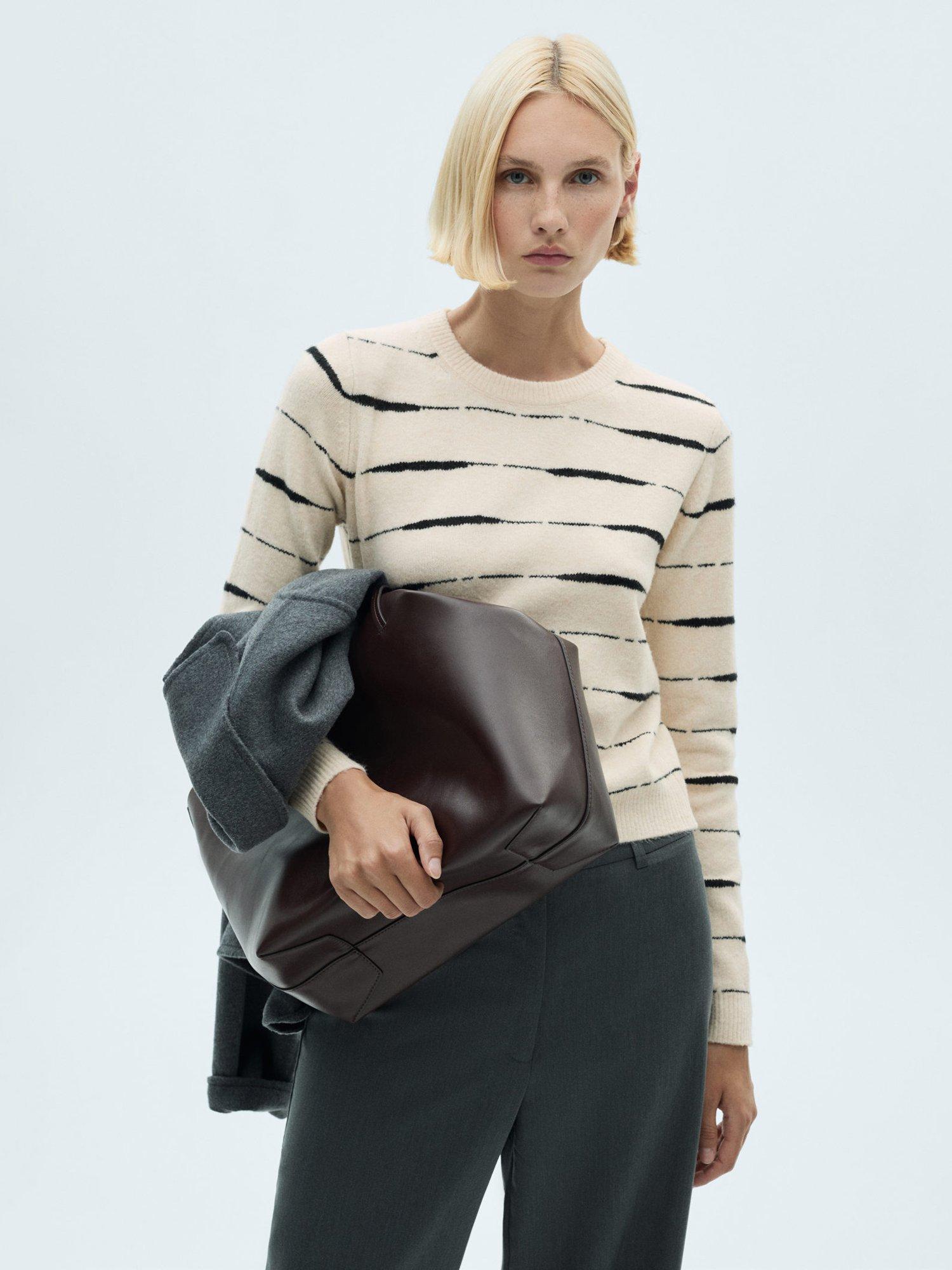 Mango Tiger Stripe Jumper, Pastel Brown/Multi, Pastel Brown/Multi